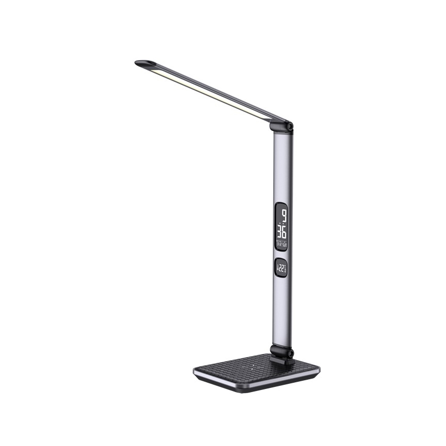 LED Ściemniana lampa biurkowa LED/8,5W/230V z bezprzewodowym ładowaniem srebrna