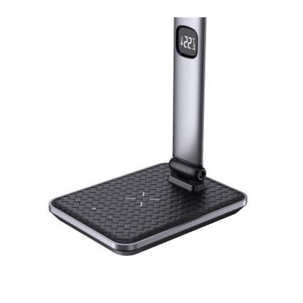 LED Ściemniana lampa biurkowa LED/8,5W/230V z bezprzewodowym ładowaniem srebrna