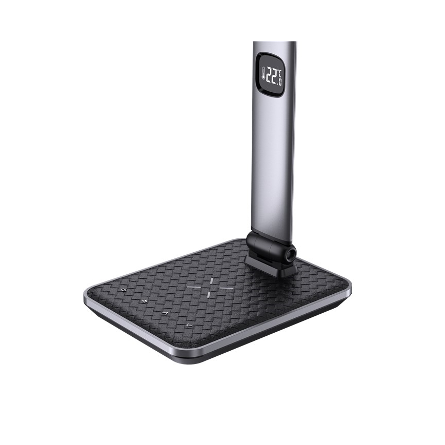 LED Ściemniana lampa biurkowa LED/8,5W/230V z bezprzewodowym ładowaniem srebrna