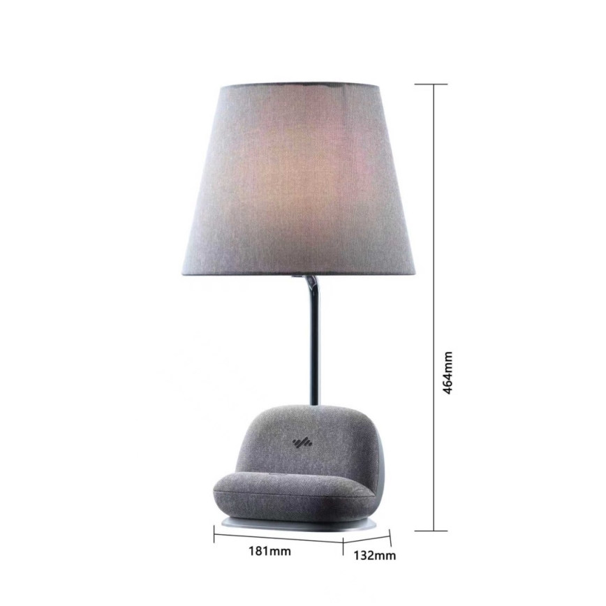 Ściemniana lampa stołowa LED z bezprzewodowym ładowaniem Qi SOFA LED/6W/230V szara