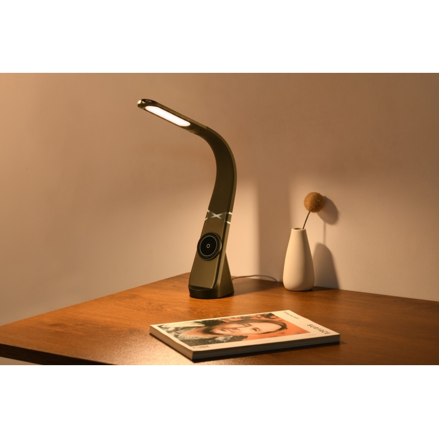 LED Lampa biurkowa z funkcją ściemniania i bezprzewodowym ładowaniem MAGIC LED/5W/230V czarna