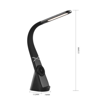 LED Lampa biurkowa z funkcją ściemniania i bezprzewodowym ładowaniem MAGIC LED/5W/230V czarna