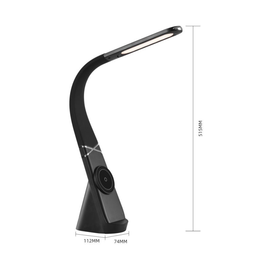 LED Lampa biurkowa z funkcją ściemniania i bezprzewodowym ładowaniem MAGIC LED/5W/230V czarna
