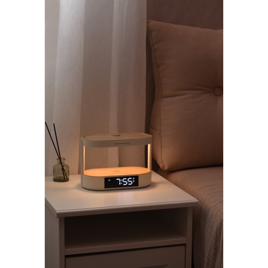 LED ściemnialna lampka biurkowa z budzikiem i ładowaniem TRIPLE DOCK LED/1,5W/5V