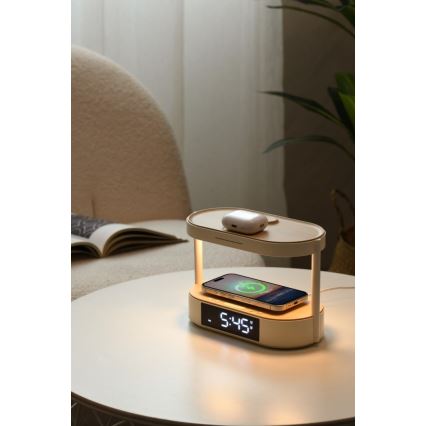 LED ściemnialna lampka biurkowa z budzikiem i ładowaniem TRIPLE DOCK LED/1,5W/5V