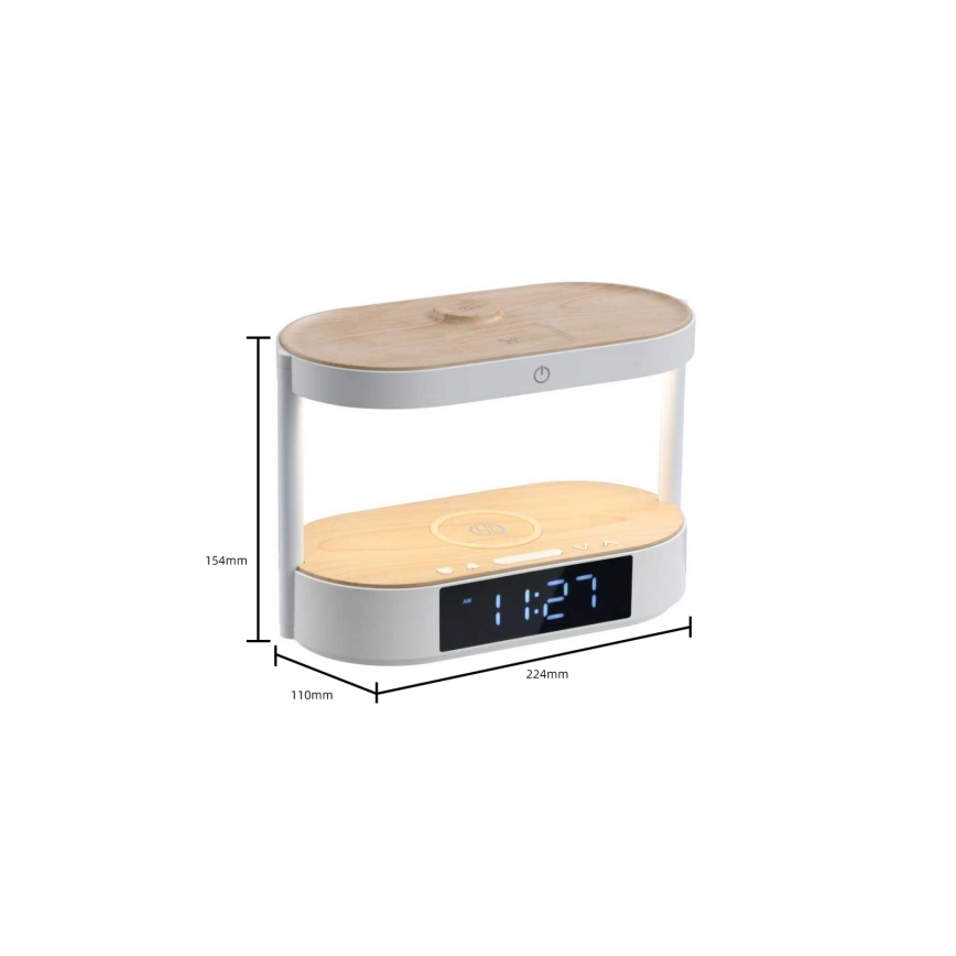 LED ściemnialna lampka biurkowa z budzikiem i ładowaniem TRIPLE DOCK LED/1,5W/5V