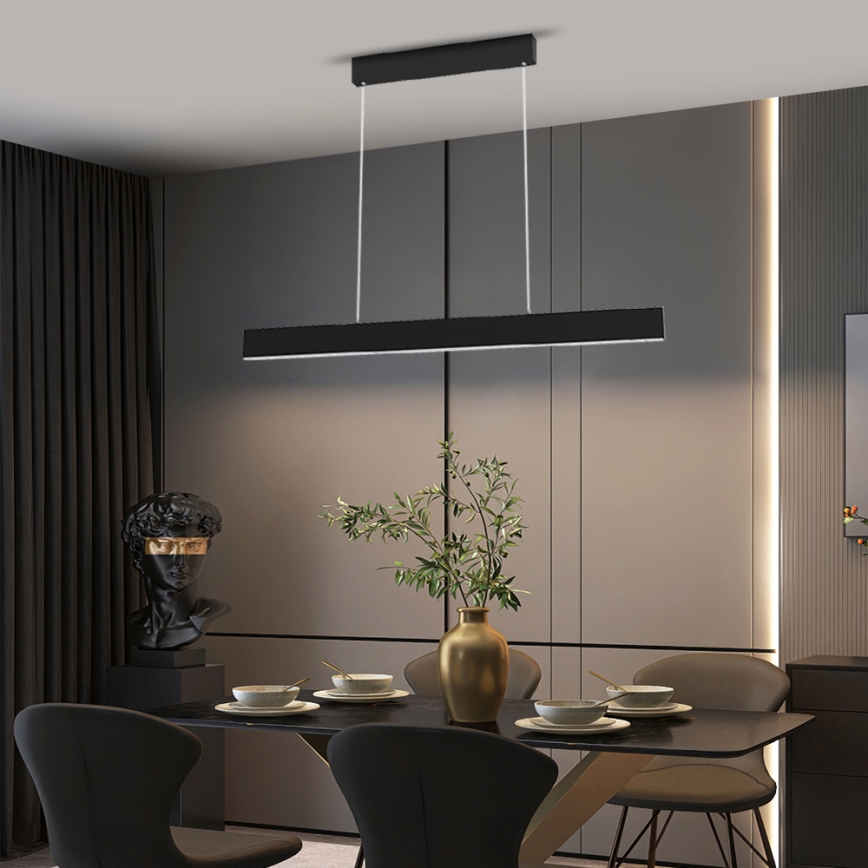 Immax NEO 07076L - Regulowany żyrandol LED na linkach czarny LISTON LED/18W/230V Tuya + pilot zdalnego sterowania