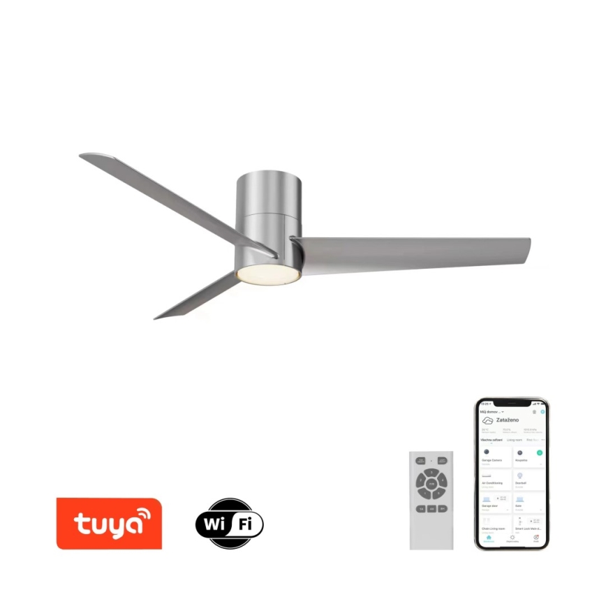 Immax NEO 07135-S - LED Ściemnialny wentylator sufitowy FRESH LED/18W/230V Wi-Fi Tuya matowy chrom + zdalne sterowanie