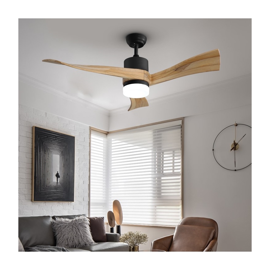 Immax NEO 07136-B - LED Ściemnialny wentylator sufitowy SOFISTICADO LED/18W/230V dąb Wi-Fi Tuya + pilot zdalnego sterowania