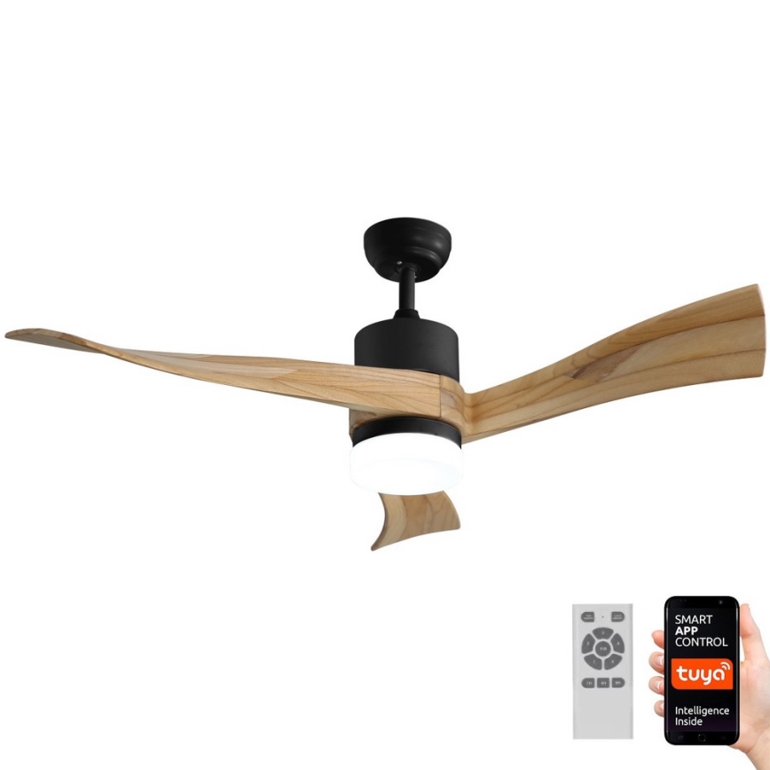 Immax NEO 07136-B - LED Ściemnialny wentylator sufitowy SOFISTICADO LED/18W/230V dąb Wi-Fi Tuya + pilot zdalnego sterowania