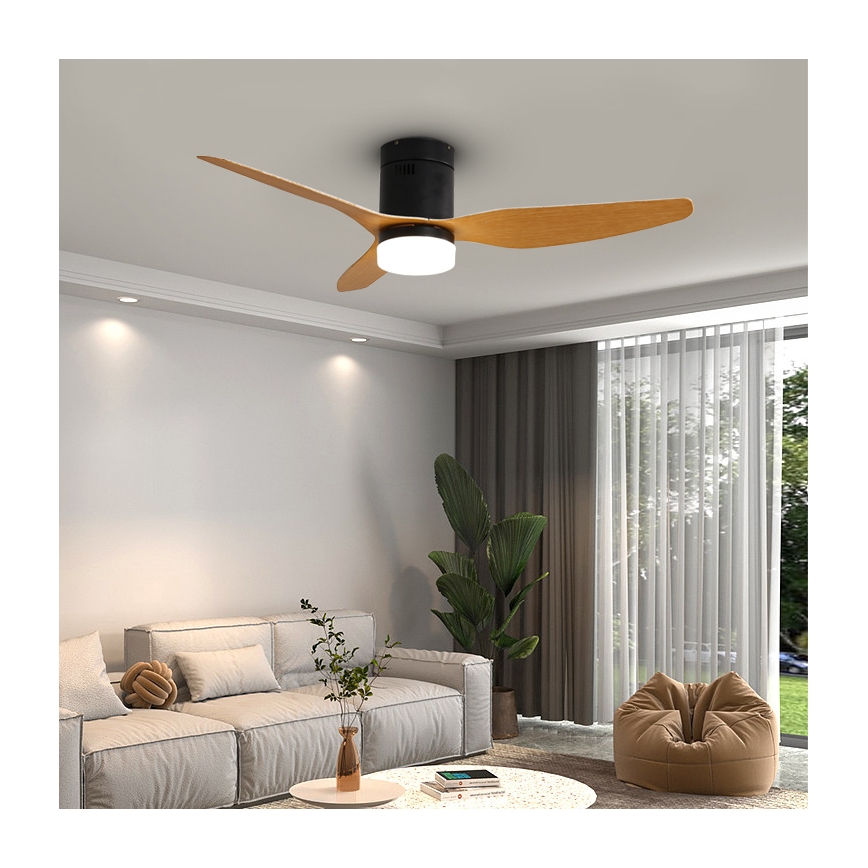 Immax NEO 07142-B - LED Wentylator sufitowy NEO LITE FRESCO LED/18W/230V Tuya Wi-Fi czarny/drewno + pilot