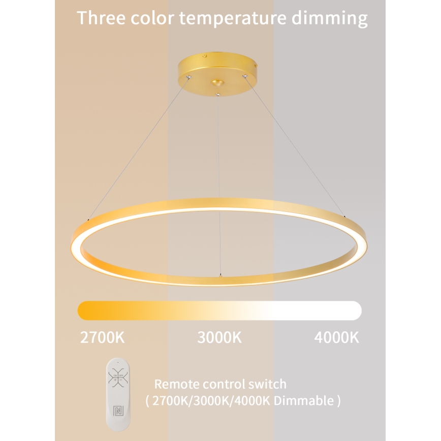 Immax NEO 07159-G80 - LED Ściemnialny żyrandol na lince FINO LED/60W/230V Tuya złoty + pilot
