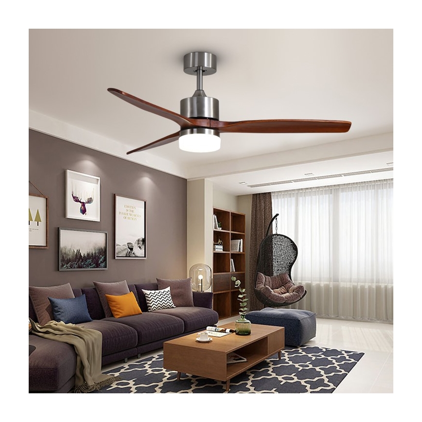 Immax NEO 07165-S - LED sufitowy wentylator ELEGANTE LED/18W/230V dąb Wi-Fi Tuya + pilot zdalnego sterowania