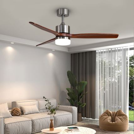Immax NEO 07165-S - Wentylator sufitowy LED ELEGANTE LED/18W/230V dąb Wi-Fi Tuya + pilot zdalnego sterowania