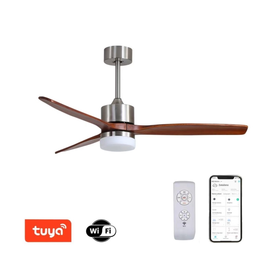 Immax NEO 07165-S - Wentylator sufitowy LED ELEGANTE LED/18W/230V dąb Wi-Fi Tuya + pilot zdalnego sterowania