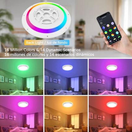 Immax NEO 07166-B40 - LED RGB+CCT Plafon ściemnialny NEO LITE TUDO LED/50W/230V Wi-Fi Tuya czarne + Pilot zdalnego sterowania