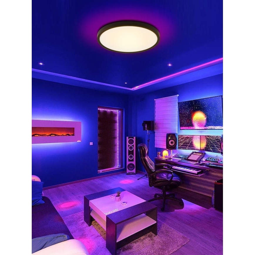 Immax NEO 07166-B40 - LED RGB+CCT Plafon ściemnialny NEO LITE TUDO LED/50W/230V Wi-Fi Tuya czarne + Pilot zdalnego sterowania