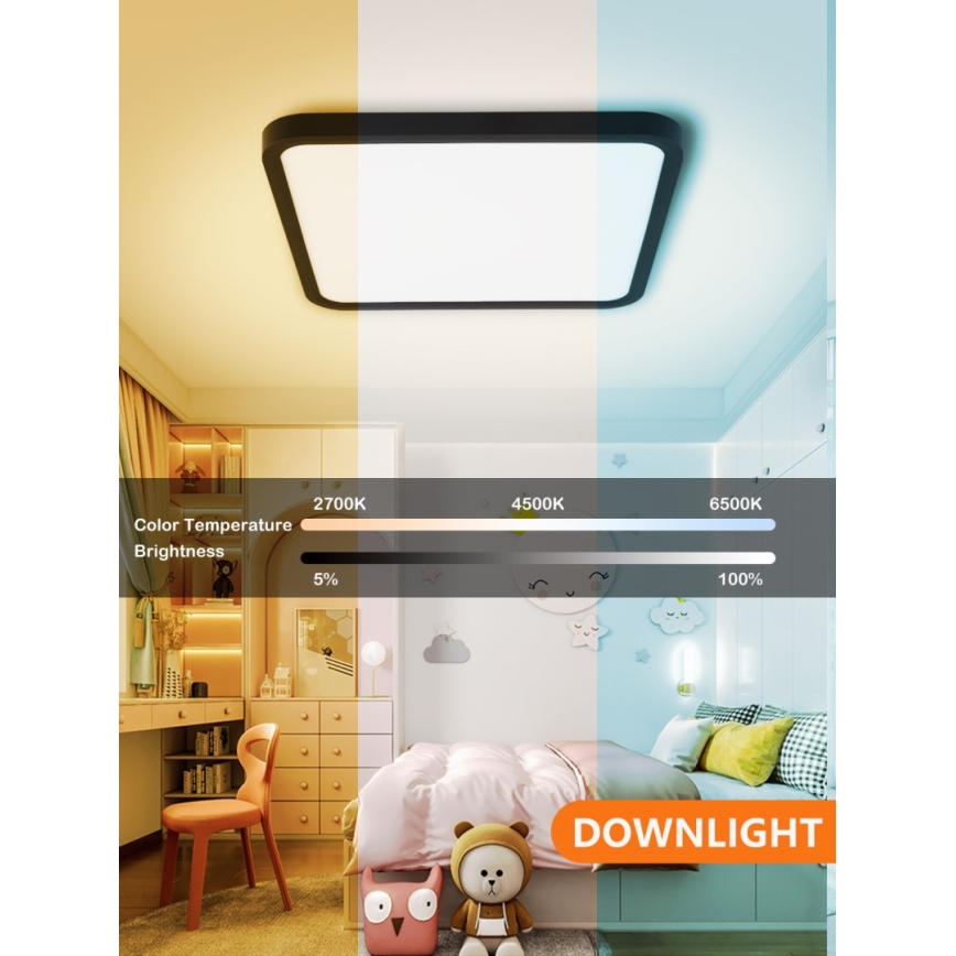 Immax NEO 07167-B40 - LED RGB+CCT Plafon ściemnialny NEO LITE TUDO LED/50W/230V Wi-Fi Tuya czarny + pilot zdalnego sterowania