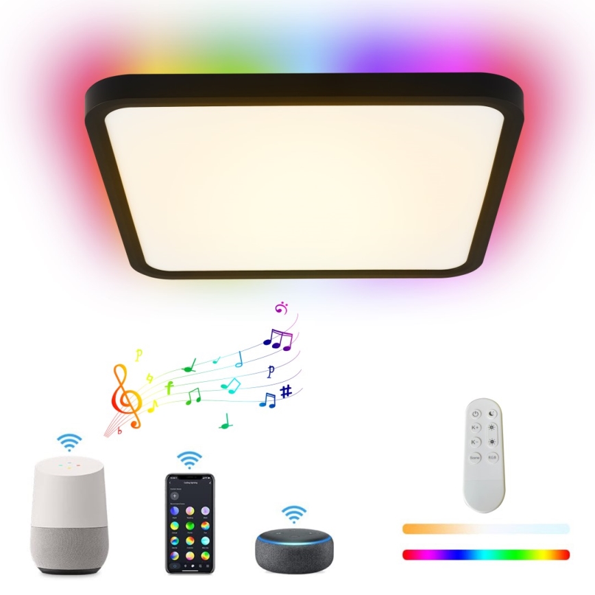 Immax NEO 07167-B40 - LED RGB+CCT Plafon ściemnialny NEO LITE TUDO LED/50W/230V Wi-Fi Tuya czarny + pilot zdalnego sterowania