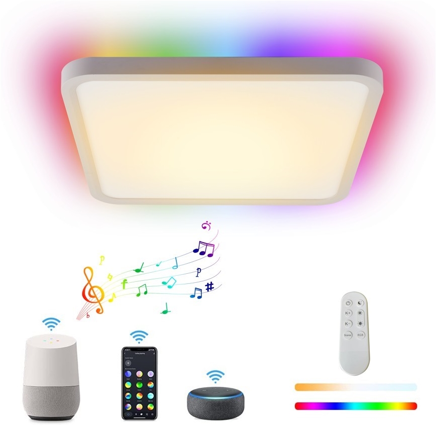 Immax NEO 07168-W40 - LED RGB+CCT Plafon ściemnialny NEO LITE TUDO LED/50W/230V Wi-Fi Tuya biały + pilot zdalnego sterowania