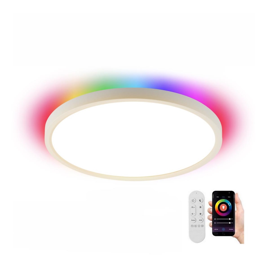 Immax NEO 07169-W60 - LED RGB+CCT Plafon ściemnialny NEO LITE TUDO 65W/230V 2700-6500K Wi-Fi Tuya + zdalne sterowanie biały