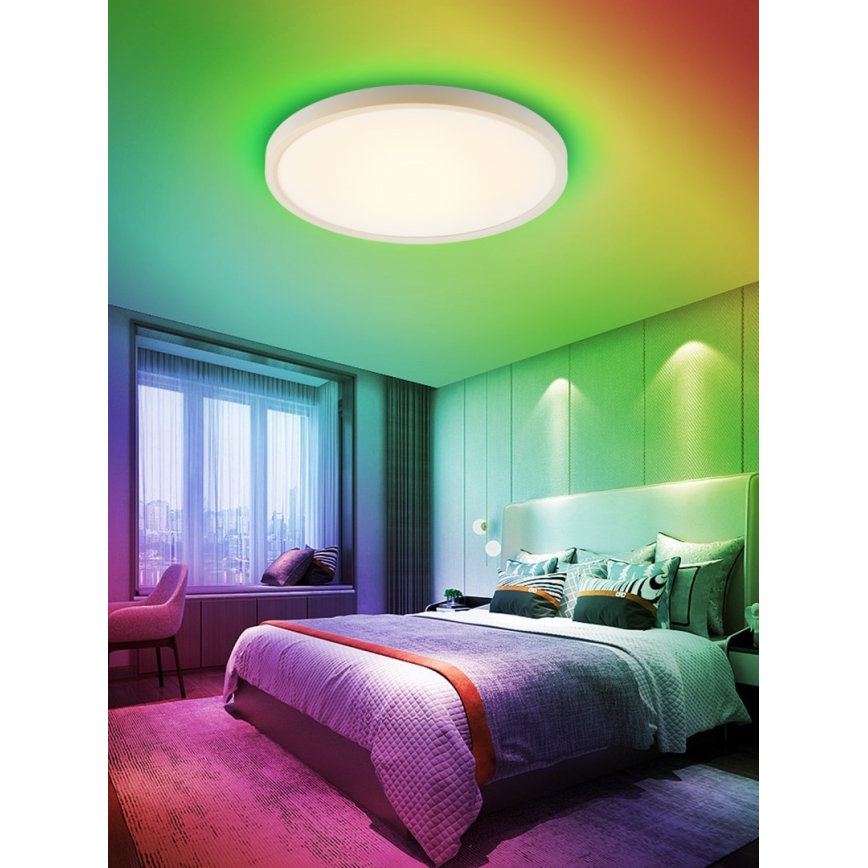 Immax NEO 07169-W60 - LED RGB+CCT Plafon ściemnialny NEO LITE TUDO 65W/230V 2700-6500K Wi-Fi Tuya + zdalne sterowanie biały