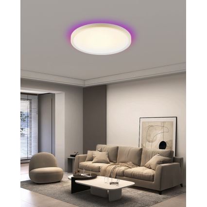 Immax NEO 07169-W60 - LED RGB+CCT Plafon ściemnialny NEO LITE TUDO 65W/230V 2700-6500K Wi-Fi Tuya + zdalne sterowanie biały