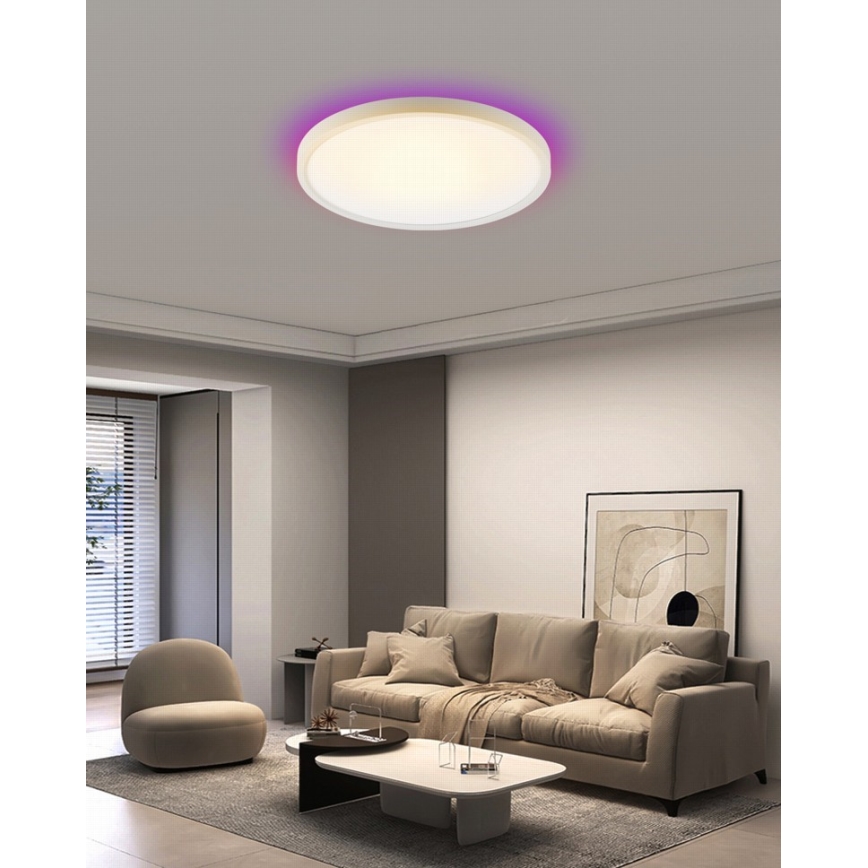 Immax NEO 07169-W60 - LED RGB+CCT Plafon ściemnialny NEO LITE TUDO 65W/230V 2700-6500K Wi-Fi Tuya + zdalne sterowanie biały