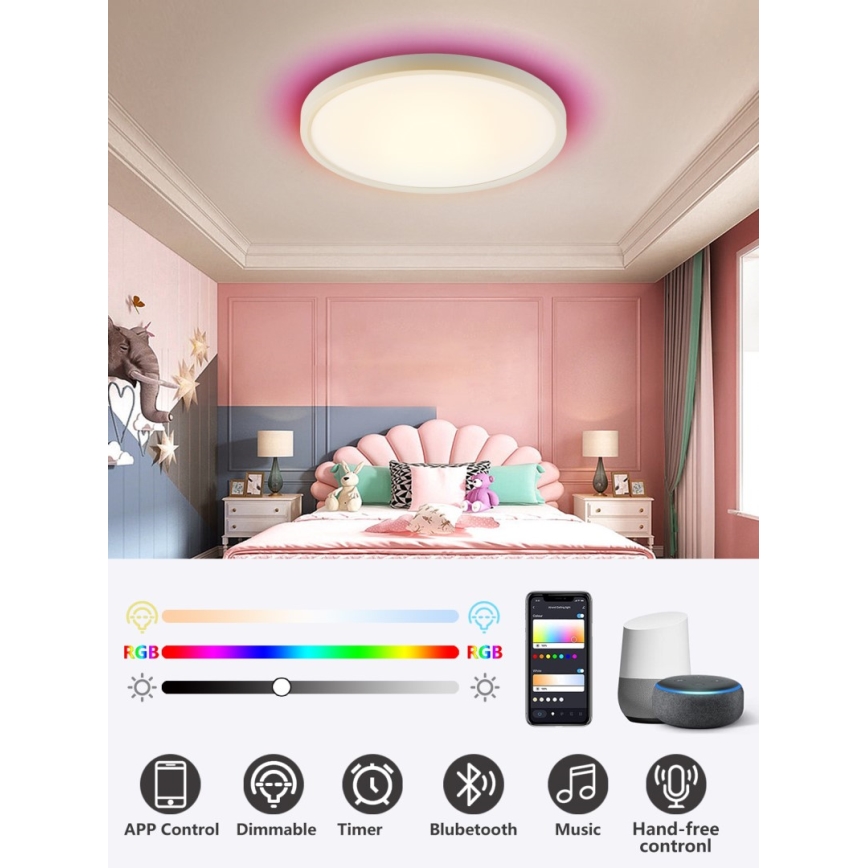Immax NEO 07169-W60 - LED RGB+CCT Plafon ściemnialny NEO LITE TUDO 65W/230V 2700-6500K Wi-Fi Tuya + zdalne sterowanie biały
