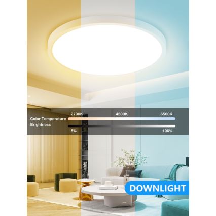 Immax NEO 07169-W60 - LED RGB+CCT Plafon ściemnialny NEO LITE TUDO 65W/230V 2700-6500K Wi-Fi Tuya + zdalne sterowanie biały