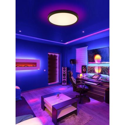Immax NEO 07170-B60 - LED RGB+CCT Plafon ściemnialny NEO LITE TUDO LED/65W/230V 2700-6500K Wi-Fi Tuya czarny + zdalne sterowanie