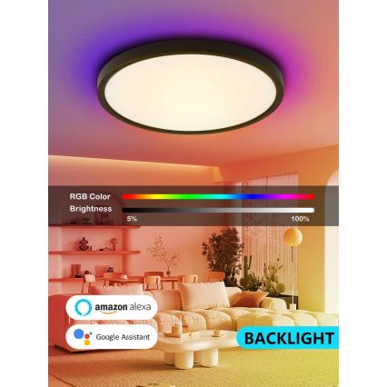 Immax NEO 07170-B60 - LED RGB+CCT Plafon ściemnialny NEO LITE TUDO LED/65W/230V 2700-6500K Wi-Fi Tuya czarny + zdalne sterowanie