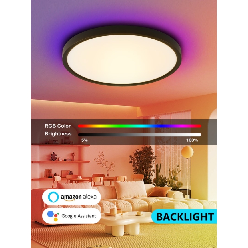 Immax NEO 07170-B60 - LED RGB+CCT Plafon ściemnialny NEO LITE TUDO LED/65W/230V 2700-6500K Wi-Fi Tuya czarny + zdalne sterowanie