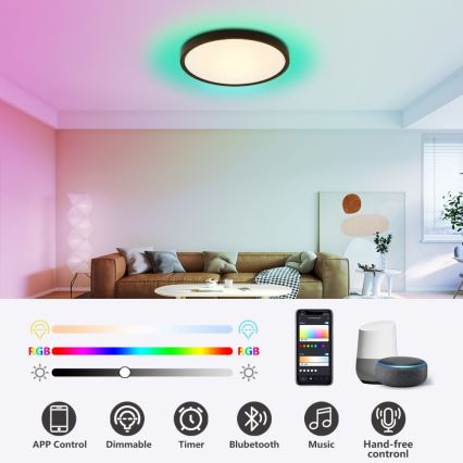 Immax NEO 07170-B60 - LED RGB+CCT Plafon ściemnialny NEO LITE TUDO LED/65W/230V 2700-6500K Wi-Fi Tuya czarny + zdalne sterowanie