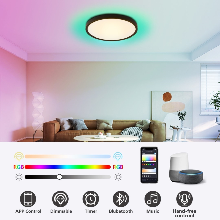 Immax NEO 07170-B60 - LED RGB+CCT Plafon ściemnialny NEO LITE TUDO LED/65W/230V 2700-6500K Wi-Fi Tuya czarny + zdalne sterowanie