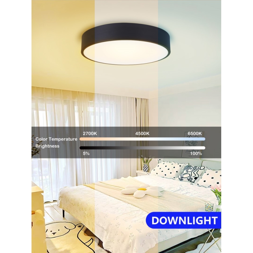 Immax NEO 07201L - LED Plafon ściemnialny RONDATE LED/28W/230V czarne Tuya + Pilot zdalnego sterowania