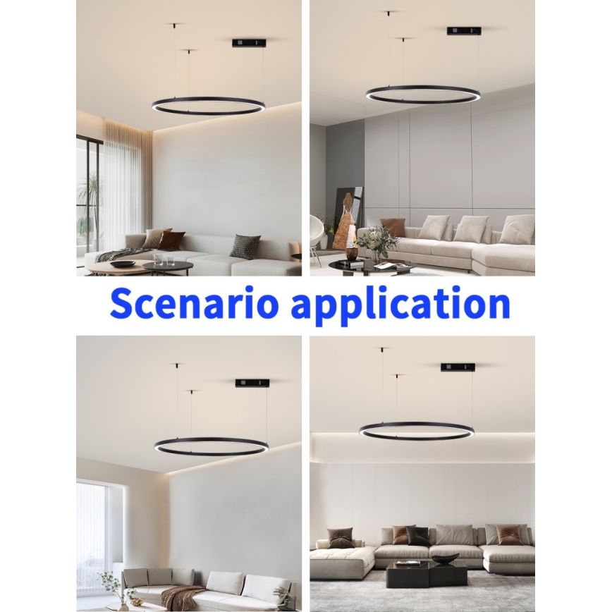 Immax NEO 07215L - LED Żyrandol ściemnialny na lince FINO LED/60W/230V 80 cm czarne Tuya + Pilot zdalnego sterowania