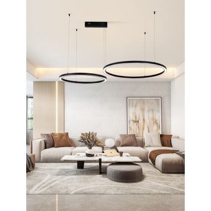 Immax NEO 07216L - LED Żyrandol ściemnialny na lince FINO LED/93W/230V 60/80cm czarny Tuya + pilot zdalnego sterowania