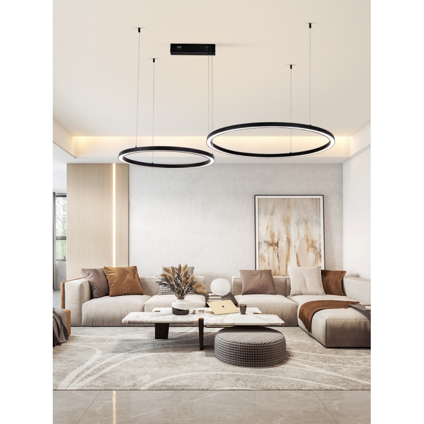 Immax NEO 07216L - LED Żyrandol ściemnialny na lince FINO LED/93W/230V 60/80cm czarny Tuya + pilot zdalnego sterowania