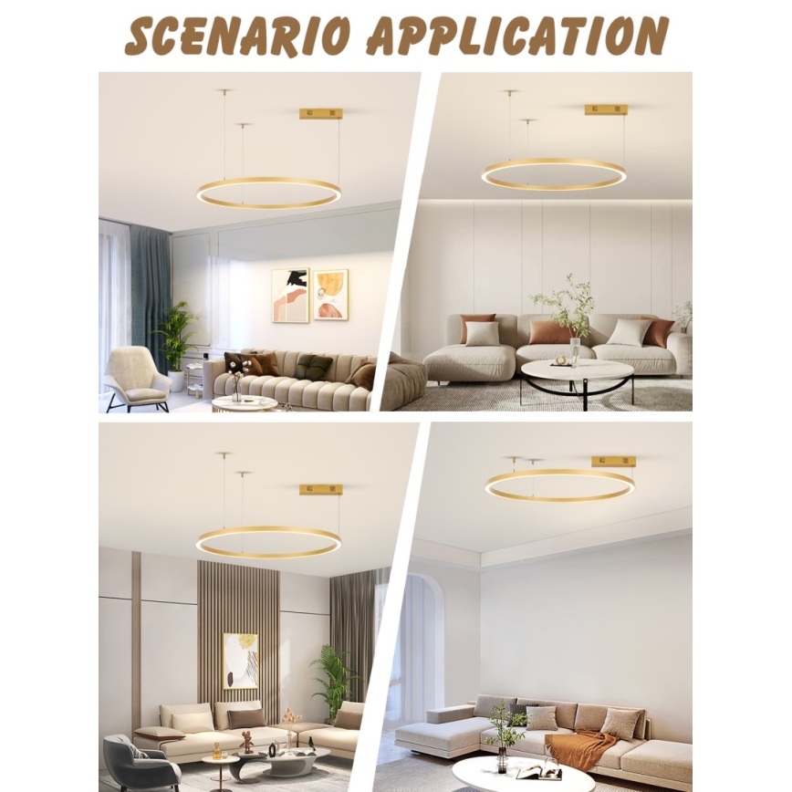 Immax NEO 07217L - LED Żyrandol ściemnialny na lince FINO LED/60W/230V 80 cm złoty Tuya + Pilot zdalnego sterowania