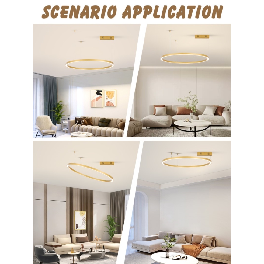 Immax NEO 07217L - LED Żyrandol ściemnialny na lince FINO LED/60W/230V 80 cm złoty Tuya + Pilot zdalnego sterowania