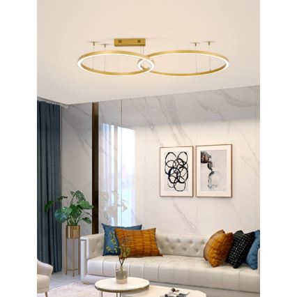Immax NEO 07218L - LED Żyrandol ściemnialny na lince FINO LED/93W/230V 60/80cm złoty Tuya + pilot zdalnego sterowania