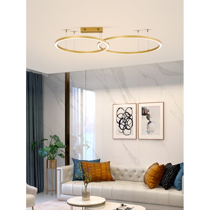 Immax NEO 07218L - LED Żyrandol ściemnialny na lince FINO LED/93W/230V 60/80cm złoty Tuya + pilot zdalnego sterowania