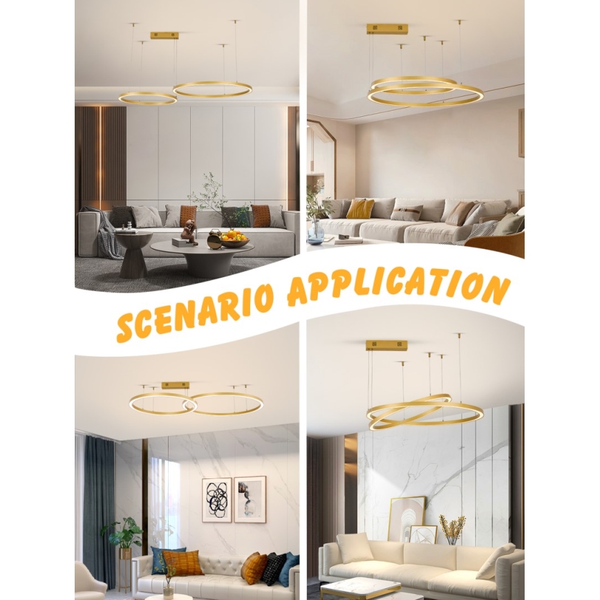 Immax NEO 07218L - LED Żyrandol ściemnialny na lince FINO LED/93W/230V 60/80cm złoty Tuya + pilot zdalnego sterowania