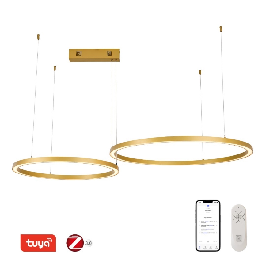 Immax NEO 07218L - LED Żyrandol ściemnialny na lince FINO LED/93W/230V 60/80cm złoty Tuya + pilot zdalnego sterowania