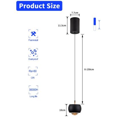 Immax NEO 07219L - LED Żyrandol ściemnialny na lince DORMINE LED/6W/230V mat czarne Tuya + Pilot zdalnego sterowania