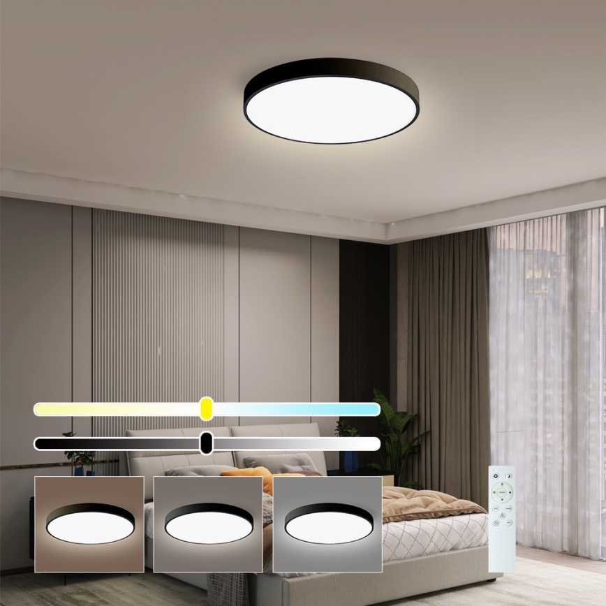 Immax NEO 07248L - LED Plafon ściemnialny NEO LITE SEMPLICI LED/36W/230V 3000-6000K Wi-Fi Tuya czarny + zdalne sterowanie