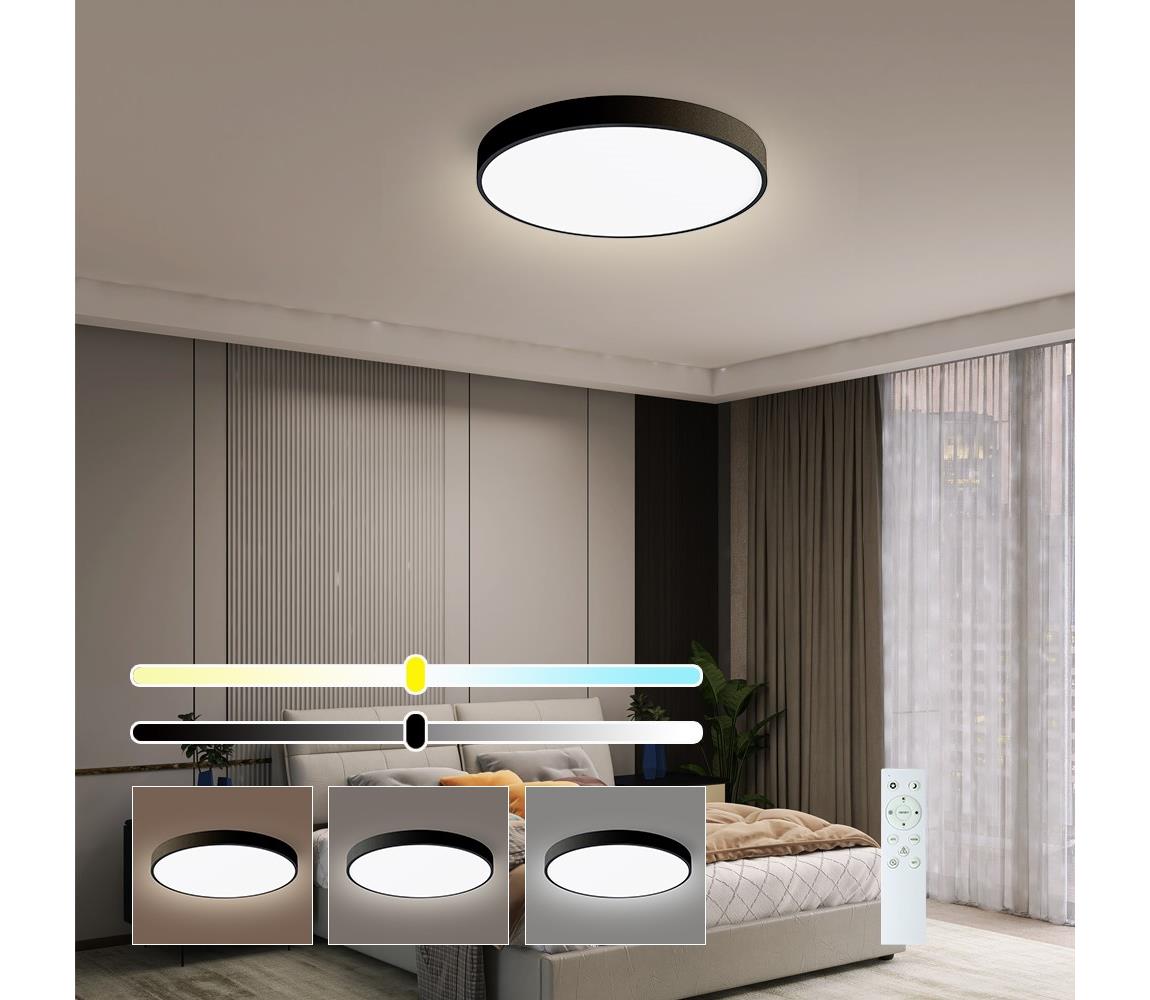 NEO 07248L-Ściemnialne oświetlenie LED SEMPLICI 36W/230V Wi-Fi Tuya czarny +pilot