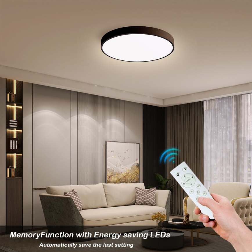 Immax NEO 07248L - LED Plafon ściemnialny NEO LITE SEMPLICI LED/36W/230V 3000-6000K Wi-Fi Tuya czarny + zdalne sterowanie