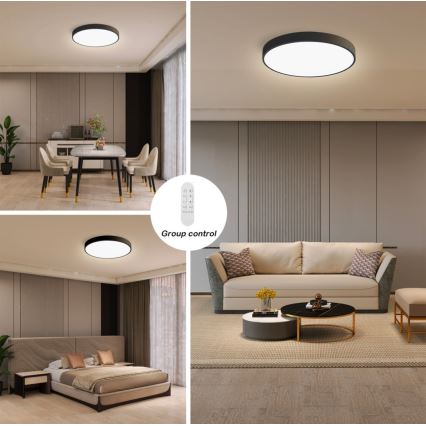 Immax NEO 07248L - LED Plafon ściemnialny NEO LITE SEMPLICI LED/36W/230V 3000-6000K Wi-Fi Tuya czarny + zdalne sterowanie